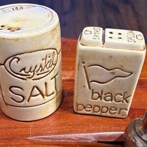 Mccoy Cream and Black Ceramic Salt & Pepper Shakers